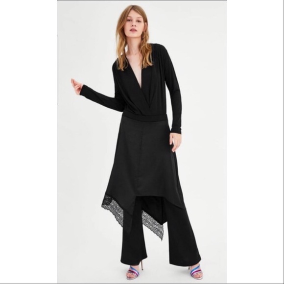 formal pants with skirt overlay